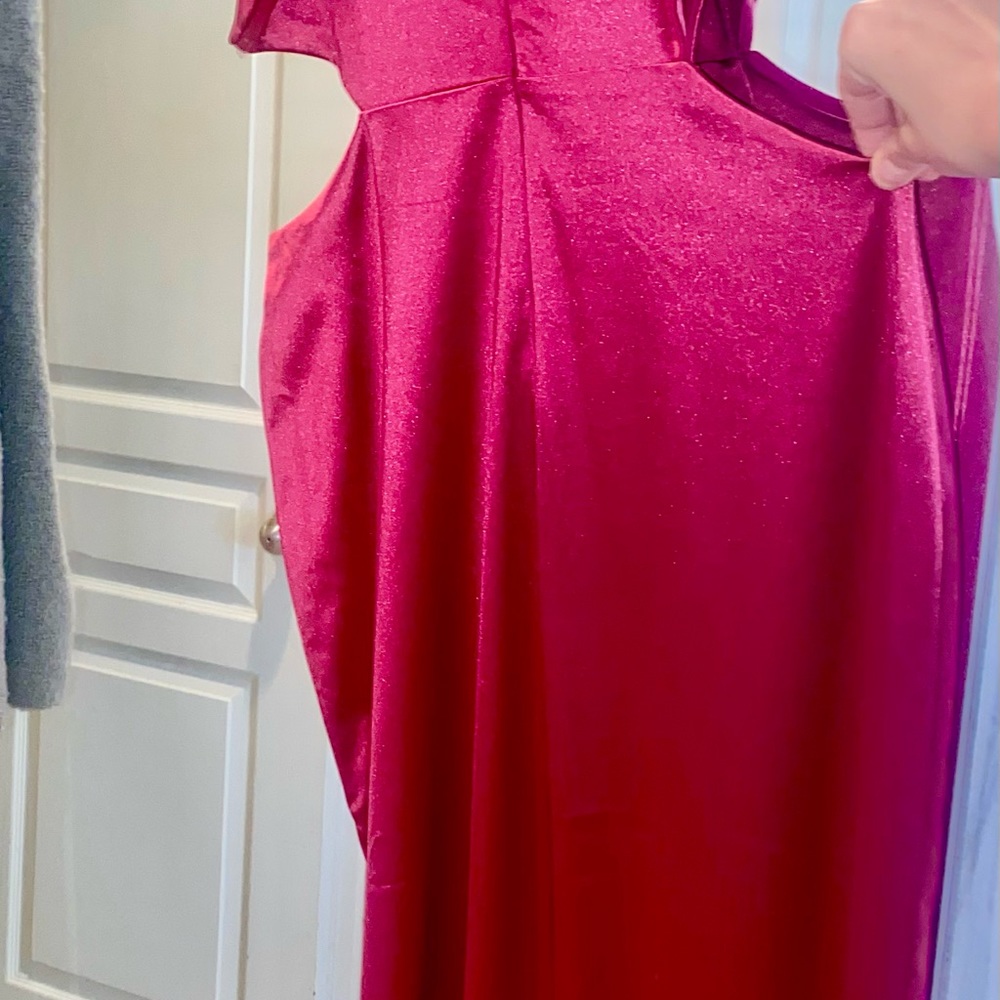 LULUS Just as Gorgeous Magenta Satin Halter
Cutout Maxi Dress - Picture 3 of 3